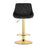 Scaun de bucatarie/bar, Artool, Kast, rotativ, catifea neagra, picior metal auriu, 45.5x49x85-105 cm
