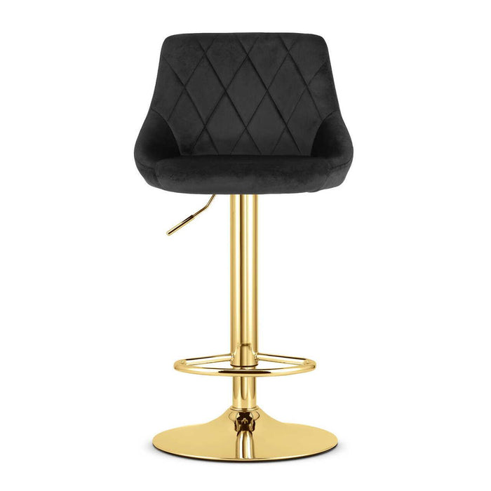 Scaun de bucatarie/bar, Artool, Kast, rotativ, catifea neagra, picior metal auriu, 45.5x49x85-105 cm