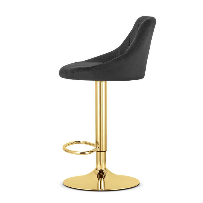 Scaun de bucatarie/bar, Artool, Kast, rotativ, catifea neagra, picior metal auriu, 45.5x49x85-105 cm