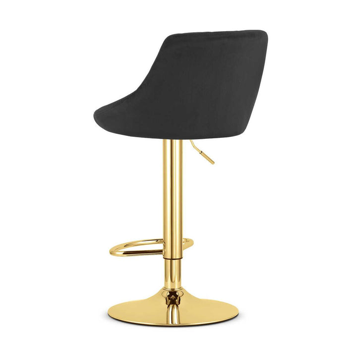 Scaun de bucatarie/bar, Artool, Kast, rotativ, catifea neagra, picior metal auriu, 45.5x49x85-105 cm