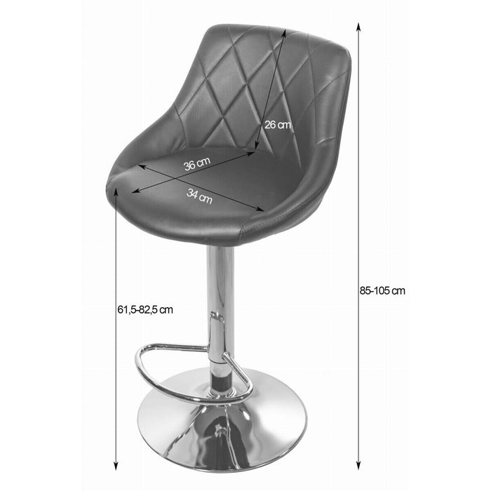Scaun de bucatarie/bar, Artool, Kast, rotativ, piele ecologica alba, picior metal argintiu, 45.5x48.5x85-105 cm