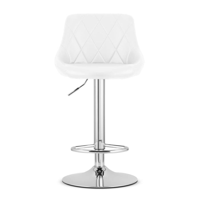 Scaun de bucatarie/bar, Artool, Kast, rotativ, piele ecologica alba, picior metal argintiu, 45.5x48.5x85-105 cm