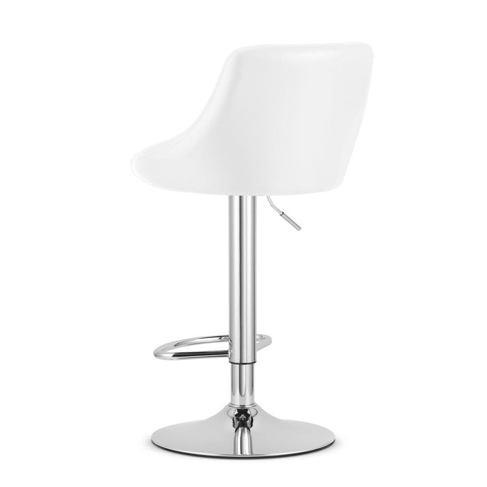 Scaun de bucatarie/bar, Artool, Kast, rotativ, piele ecologica alba, picior metal argintiu, 45.5x48.5x85-105 cm