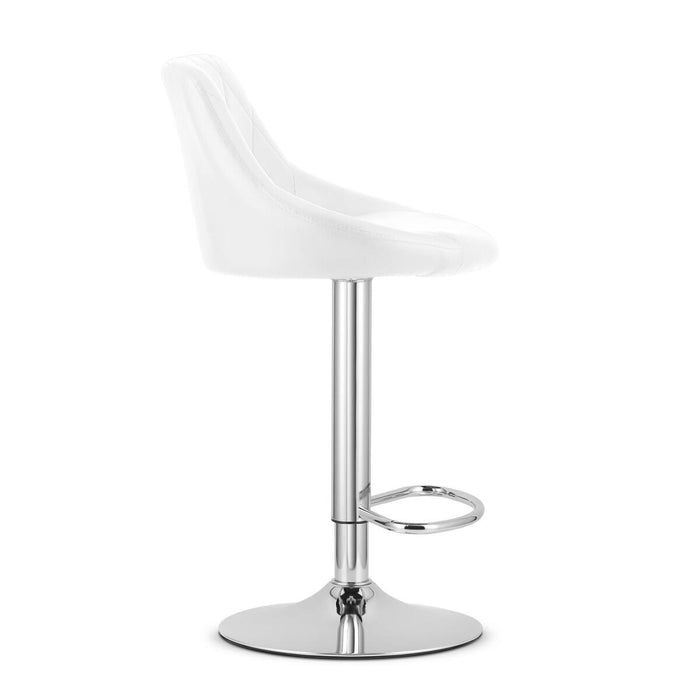 Scaun de bucatarie/bar, Artool, Kast, rotativ, piele ecologica alba, picior metal argintiu, 45.5x48.5x85-105 cm