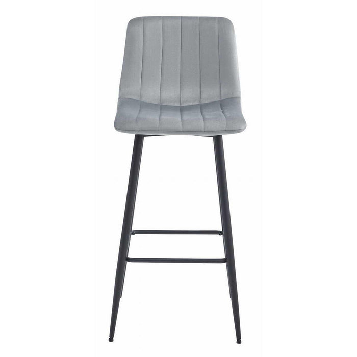 Scaun de bucatarie/bar, Artool, Pozza, catifea argintie, picioare metal negru, 43x35x104 cm