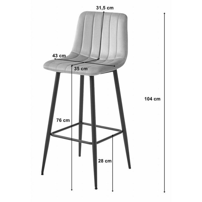 Scaun de bucatarie/bar, Artool, Pozza, catifea neagra, picioare metal negru, 43x35x104 cm