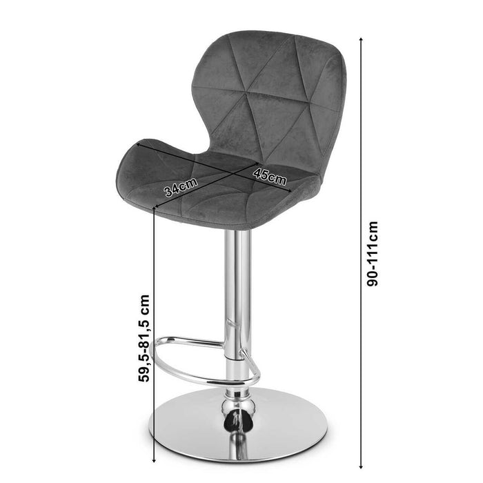 Scaun de bucatarie/bar, Artool, West, rotativ, catifea gri, picior metal argintiu, 46x48.5x90-111 cm