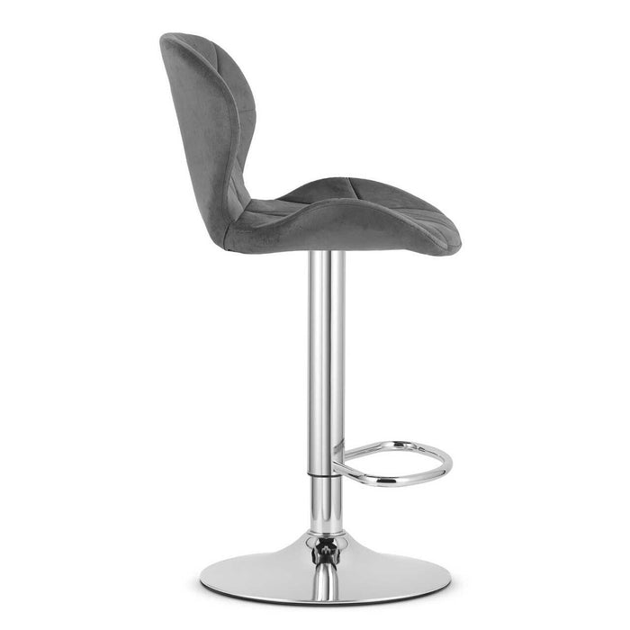 Scaun de bucatarie/bar, Artool, West, rotativ, catifea gri, picior metal argintiu, 46x48.5x90-111 cm