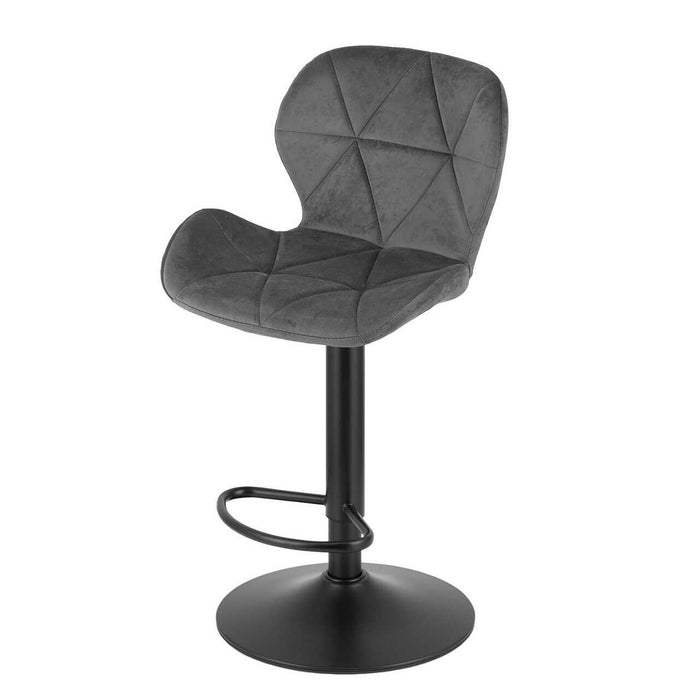 Scaun de bucatarie/bar, Artool, West, rotativ, catifea gri, picior metal negru, 46x48.5x90-111 cm