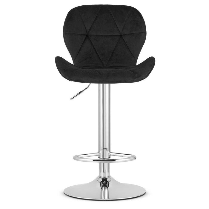 Scaun de bucatarie/bar, Artool, West, rotativ, catifea neagra, picior metal argintiu, 46x48.5x90-111 cm