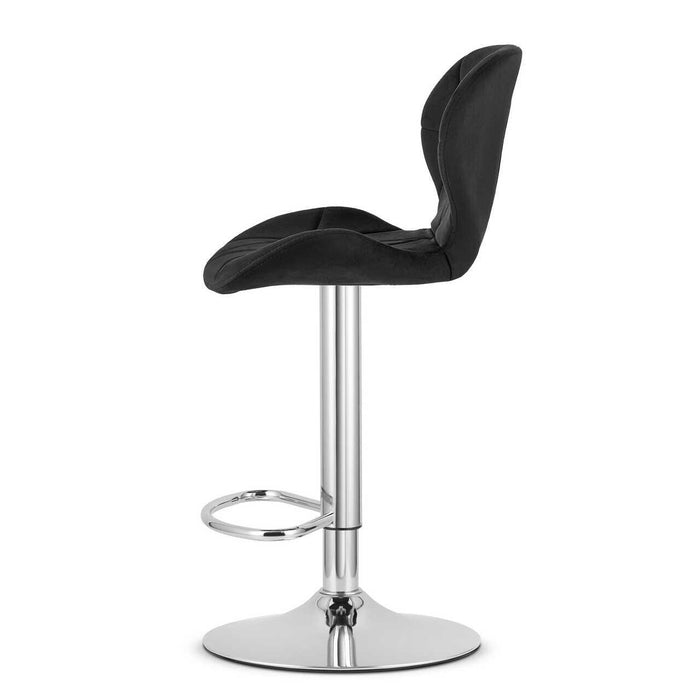 Scaun de bucatarie/bar, Artool, West, rotativ, catifea neagra, picior metal argintiu, 46x48.5x90-111 cm