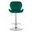 Scaun de bucatarie/bar, Artool, West, rotativ, catifea verde, picior metal argintiu, 46x48.5x90-111 cm