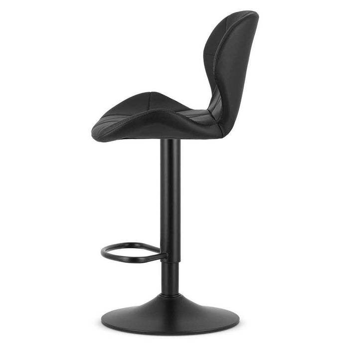 Scaun de bucatarie/bar, Artool, West, rotativ, piele ecologica neagra, picior metal negru, 46x48.5x90-111 cm