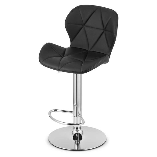 Scaun de bucatarie/bar, Artool, West, rotativ, piele ecologica neagra, picior metal argintiu, 46x48.5x90-111 cm