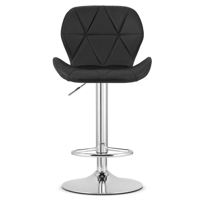 Scaun de bucatarie/bar, Artool, West, rotativ, piele ecologica neagra, picior metal argintiu, 46x48.5x90-111 cm