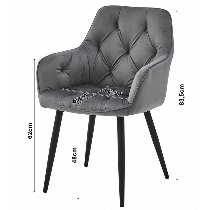 Scaun stil fotoliu bucatarie/living, Artool, York, catifea bej inchis, picioare metal negru, 56x62x83.5 cm