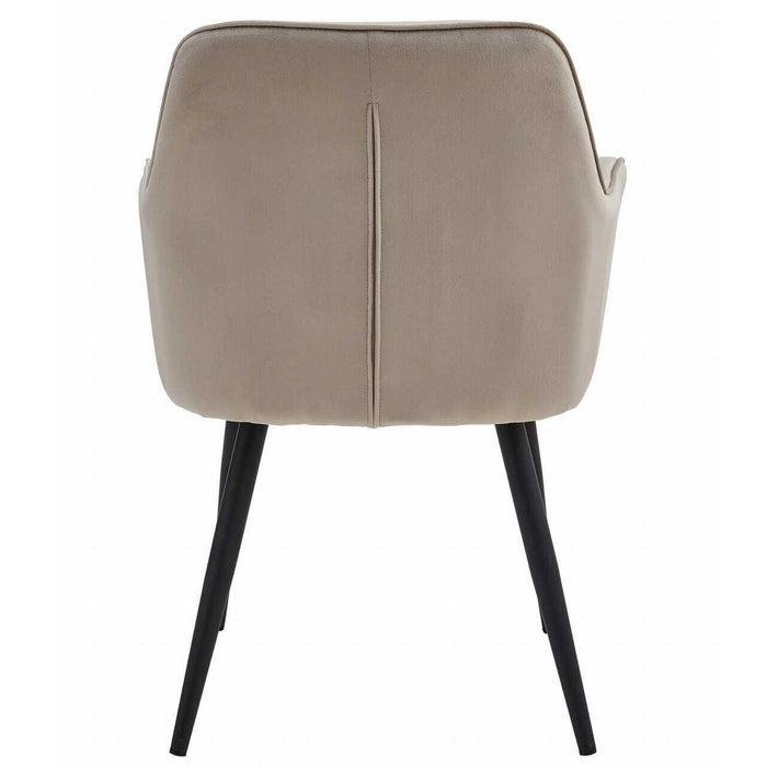 Scaun stil fotoliu bucatarie/living, Artool, York, catifea bej inchis, picioare metal negru, 56x62x83.5 cm