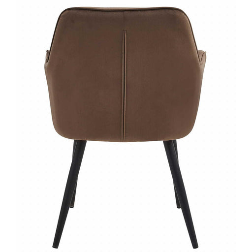 Scaun stil fotoliu bucatarie/living, Artool, York, catifea maro, picioare metal negru, 56x62x83.5 cm