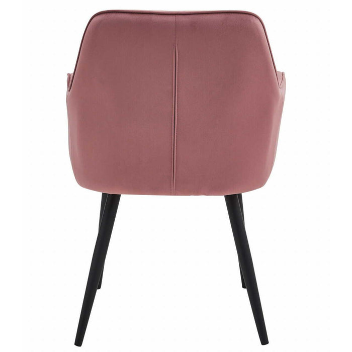 Scaun stil fotoliu bucatarie/living, Artool, York, catifea roz, picioare metal negru, 56x62x83.5 cm