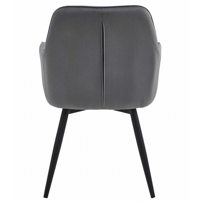 Scaun stil fotoliu bucatarie/living, Artool, York, rotativ, catifea gri inchis, picioare metal negru, 56x61x84 cm