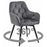 Scaun stil fotoliu bucatarie/living, Artool, York, rotativ, catifea gri inchis, picioare metal negru, 56x61x84 cm
