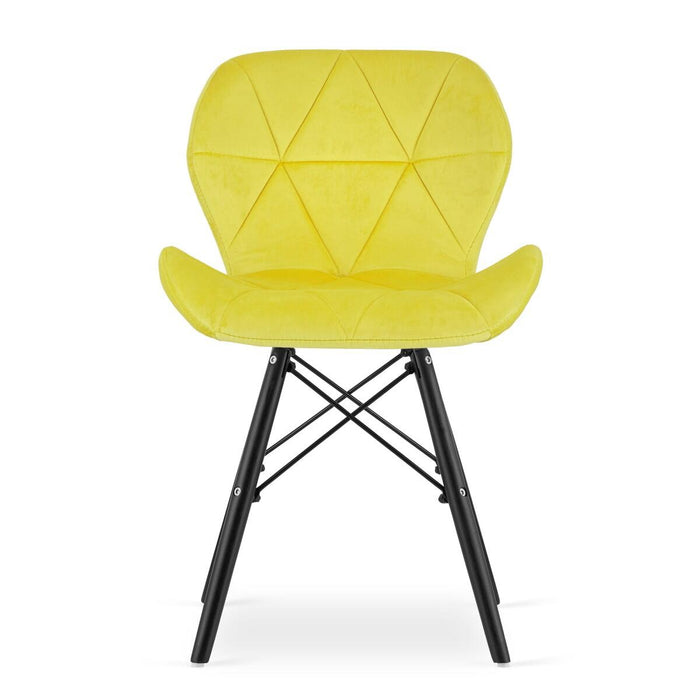 Scaun stil scandinav, Artool, Lago Velvet, catifea galbena, picioare lemn negru, 47x52x73.5 cm
