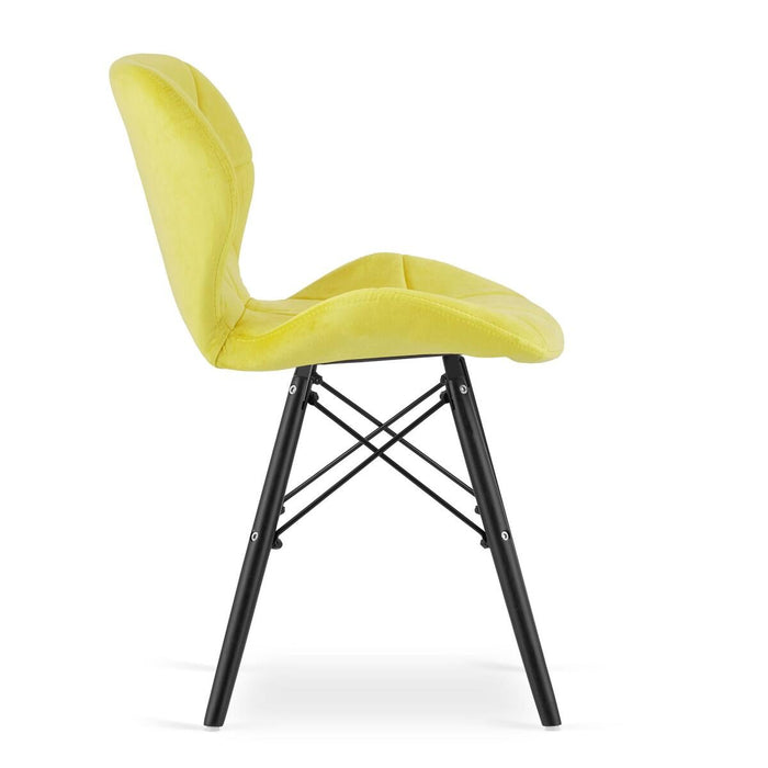 Scaun stil scandinav, Artool, Lago Velvet, catifea galbena, picioare lemn negru, 47x52x73.5 cm
