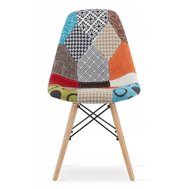Scaun bucatarie/living, Artool, Seul, textil multicolor, picioare lemn natur, 46.5x56.5x82.5 cm