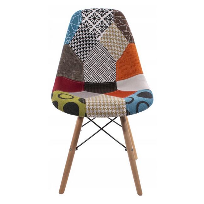 Scaun bucatarie/living, Artool, Seul, textil multicolor, picioare lemn natur, 46.5x56.5x82.5 cm