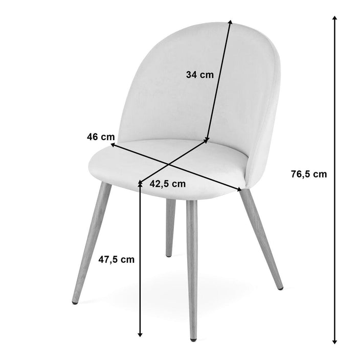 Scaun bucatarie/living, Artool, Bello, catifea gri, picioare metal negru, 46x42.5x76.5 cm