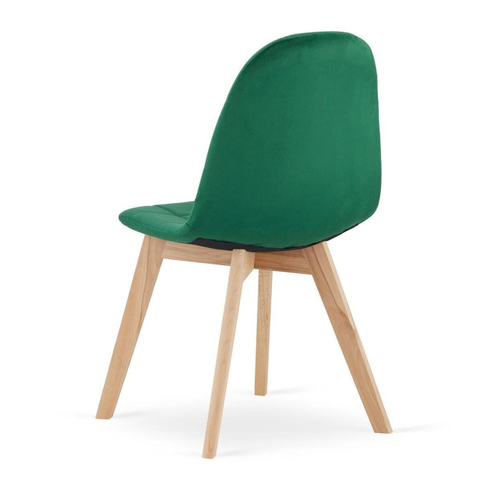 Set 4 scaune bucatarie/living, Artool, Bora, catifea verde, picioare lemn natur, 44.5x54x81.5 cm