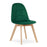 Set 4 scaune bucatarie/living, Artool, Bora, catifea verde, picioare lemn natur, 44.5x54x81.5 cm