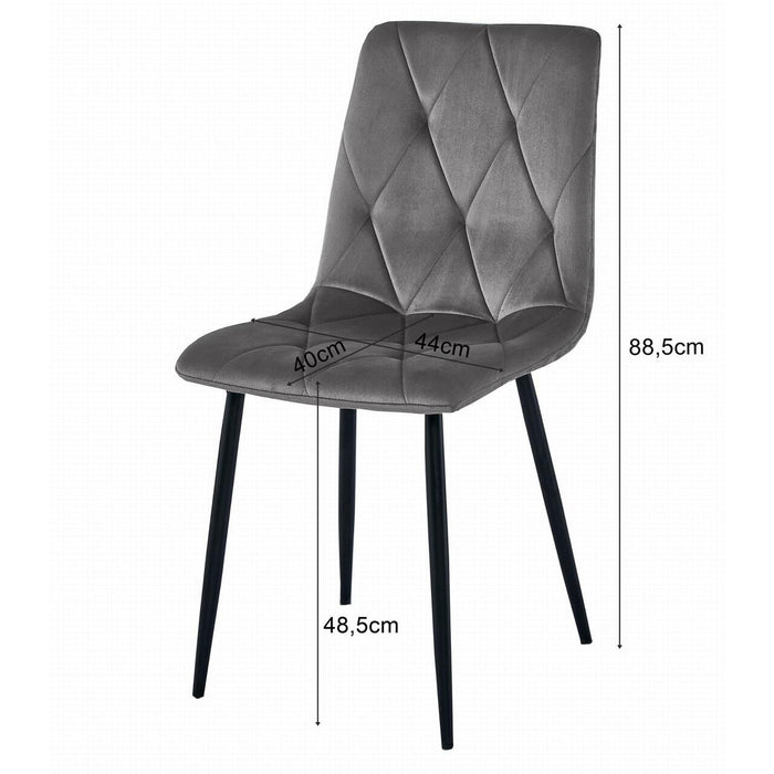Set 4 scaune bucatarie/living, Artool, Libra, catifea bej, picioare metal negru, 44x40x88.5 cm