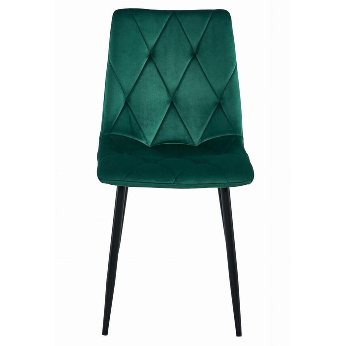 Set 4 scaune bucatarie/living, Artool, Libra, catifea verde, picioare metal negru, 44x40x88.5 cm
