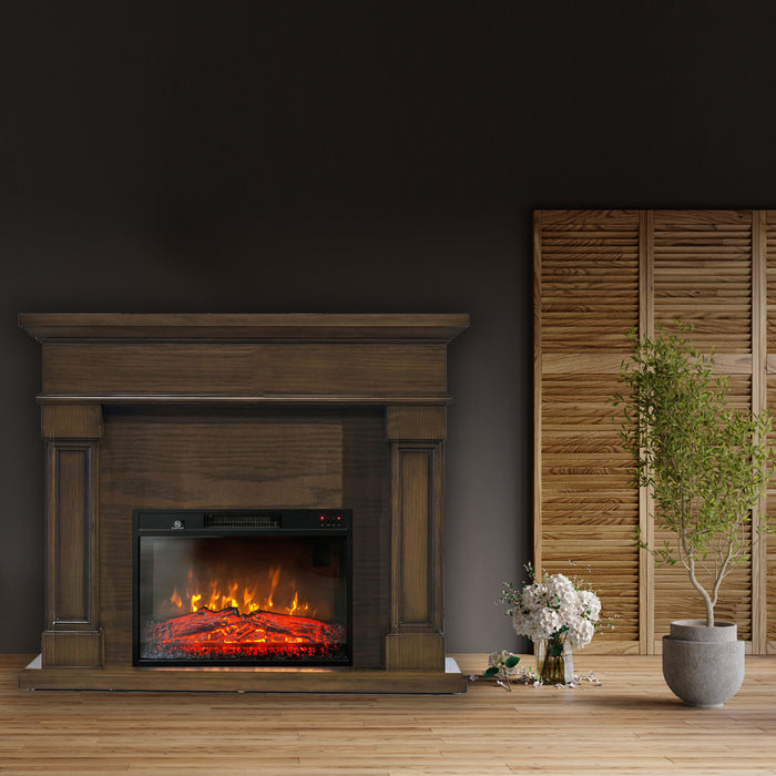 Semineu electric 3D Marisa stejar inchis, cu sunet, 3 culori, Wi-Fi cu APP internet, L120xH102cm