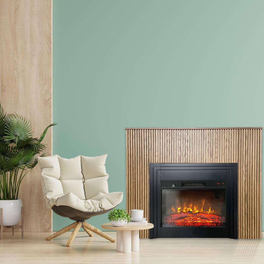 Semineu electric 3D cu riflaje LAMELIA stejar deschis, cu sunet, 3 culori, Wi-Fi cu APP internet, L120xH102cm