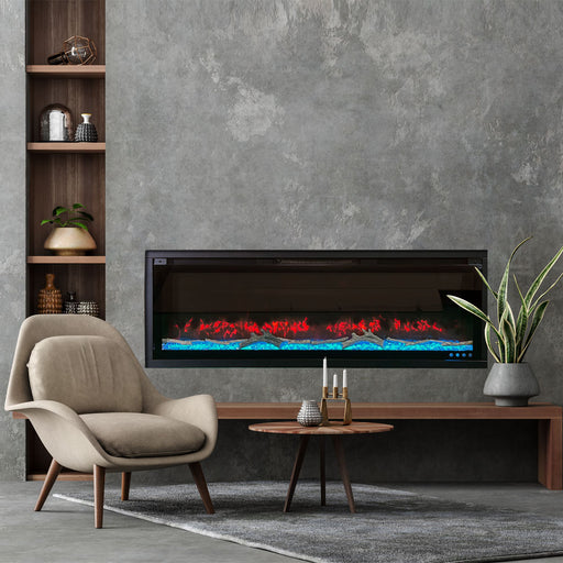 Semineu incorporabil 3D VERSALYS Mediu, pe perete, podea sau incorporabil, cu sunet, 10 culori, Wi-Fi cu APP internet, L153xH41cm