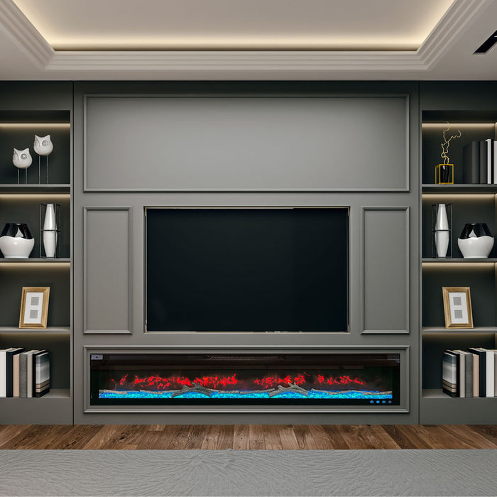 Semineu electric 3D VERSALYS XXL, pe perete, podea sau incorporabil, cu sunet, 10 culori, Wi-Fi cu APP internet, L200xH41cm