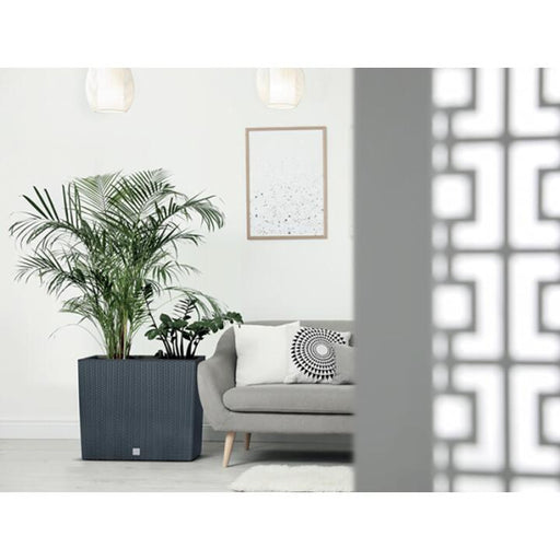 Set 2 jardiniere decorative, imitatie ratan, antracit, 58x18x49.8 cm, Rato Case