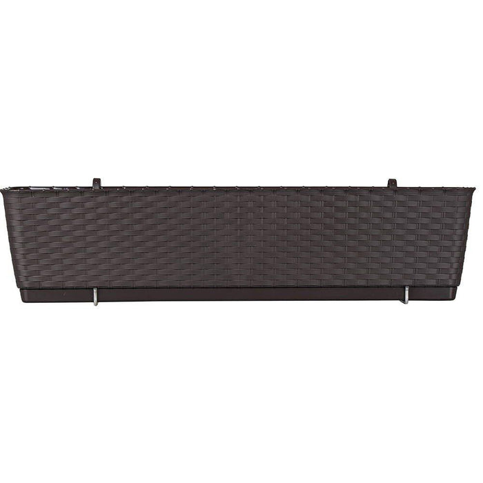 Set 4 jardiniere decorative cu suport metalic, Prosperplast, imitatie ratan, maro, 49.2x17.2x17.4 cm