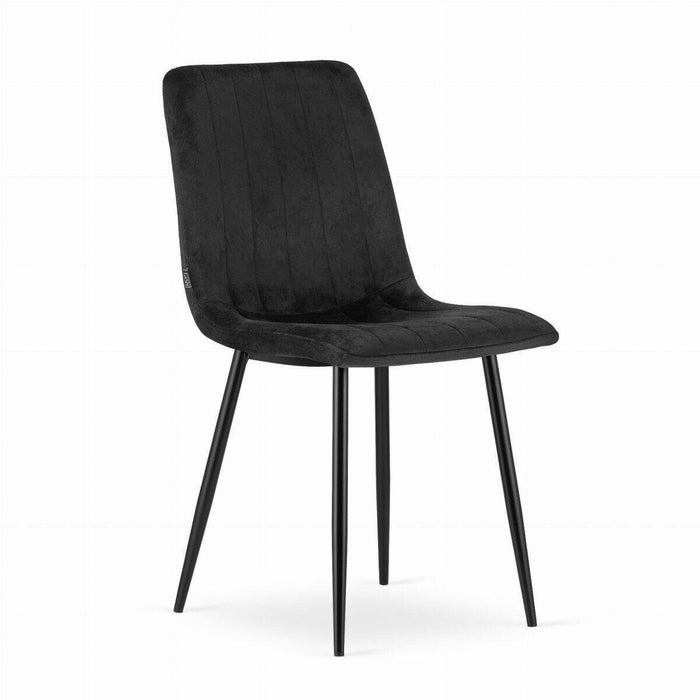 Set 4 scaune bucatarie/living, Artool, Lava, catifea neagra, picioare metal negru, 43x51x90 cm