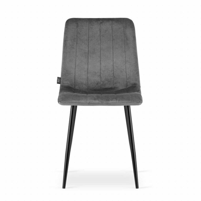 Set 4 scaune bucatarie/living, Artool, Lava, catifea gri, picioare metal negru, 43x51x90 cm