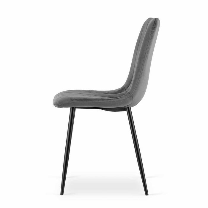 Set 4 scaune bucatarie/living, Artool, Lava, catifea gri, picioare metal negru, 43x51x90 cm