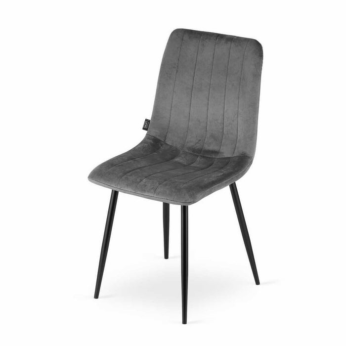 Set 4 scaune bucatarie/living, Artool, Lava, catifea gri, picioare metal negru, 43x51x90 cm