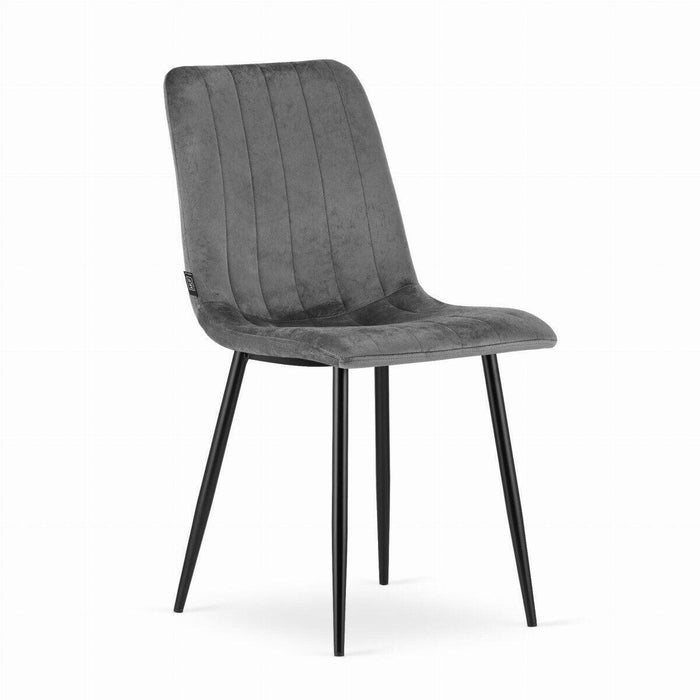 Set 4 scaune bucatarie/living, Artool, Lava, catifea gri, picioare metal negru, 43x51x90 cm