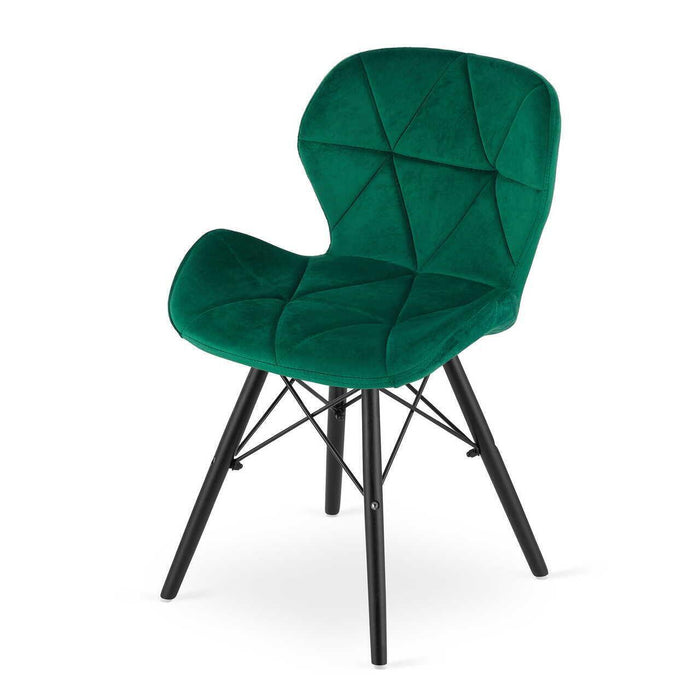 Set 4 scaune stil scandinav, Artool, Lago Velvet, catifea verde, picioare lemn negru, 47x36x73.5 cm