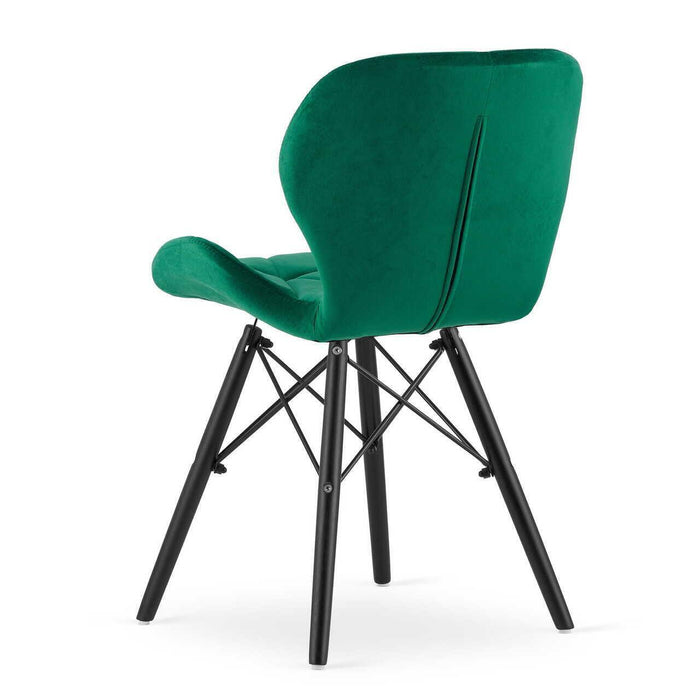 Set 4 scaune stil scandinav, Artool, Lago Velvet, catifea verde, picioare lemn negru, 47x36x73.5 cm