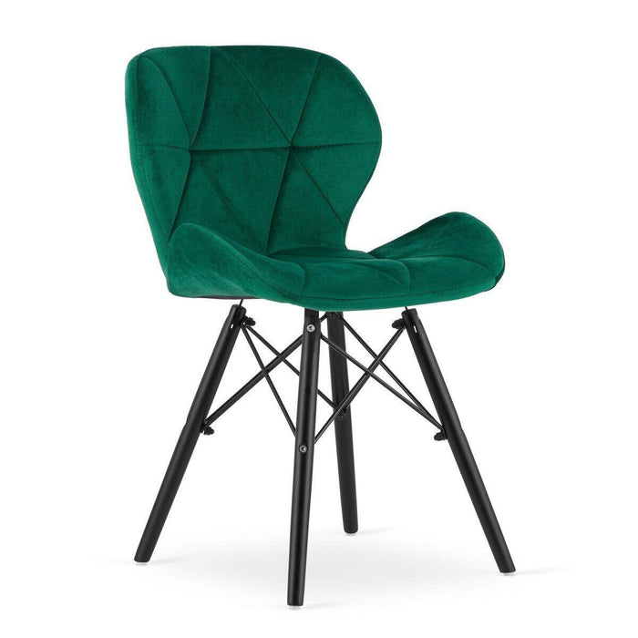 Set 4 scaune stil scandinav, Artool, Lago Velvet, catifea verde, picioare lemn negru, 47x36x73.5 cm