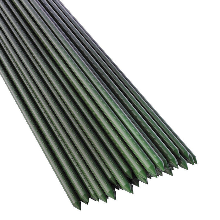 Set 100 araci/suport pentru rosii, castraveti, fasole, metal + PVC, verde, 180x1.6 cm, Artool