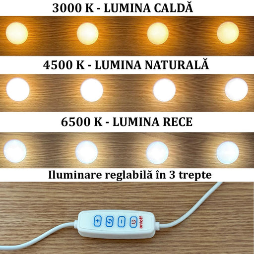 Masa de toaleta/machiaj, Antonia, wenge, cu oglinda si LED-uri, 155x42x135 cm